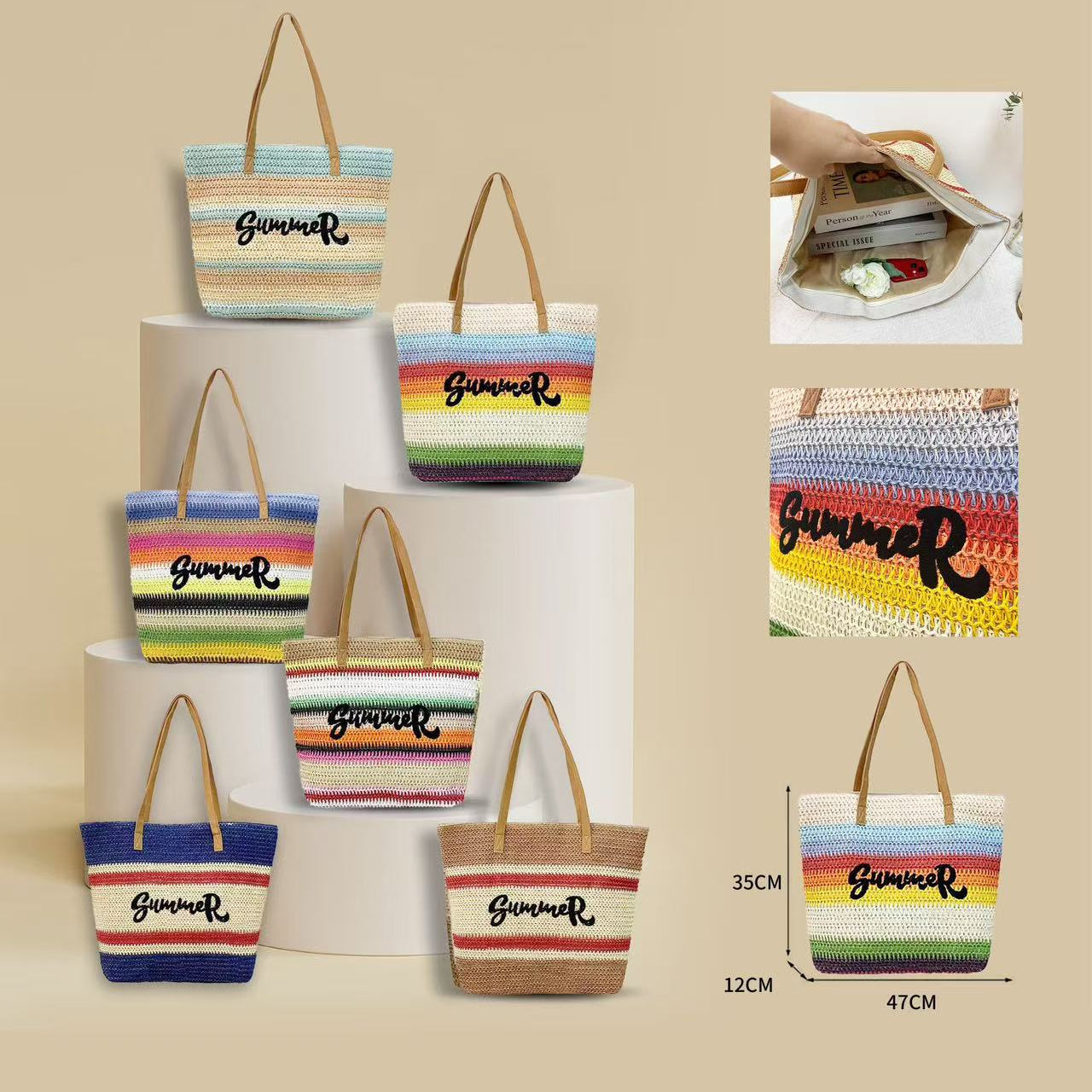 Strohtasche Regenbogen