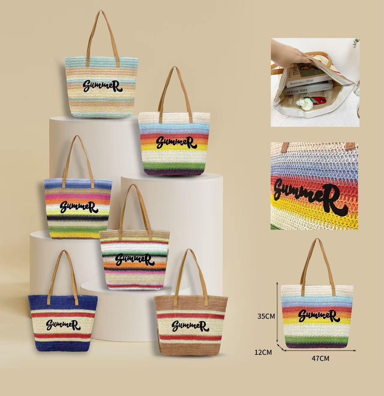 Strohtasche Regenbogen