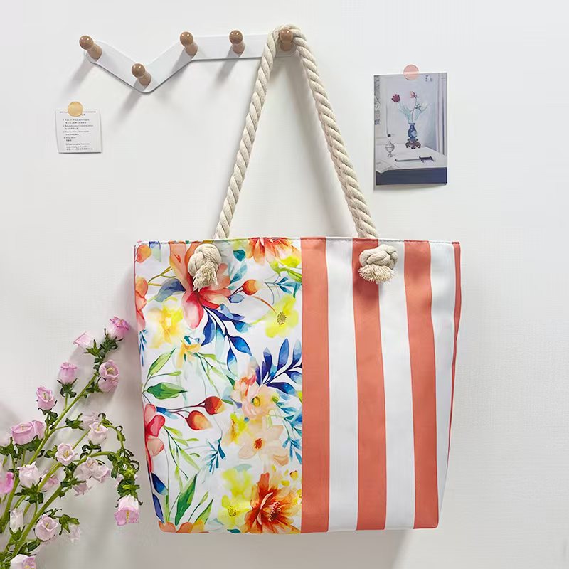 Strandtasche Streifen Flower